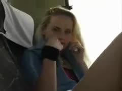 A gorgeous amateur blonde's public bus masturbating captured on voyeur camera